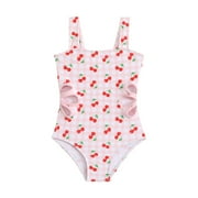 Girls Tankini Girls Swimsuit, Adjustable Straps Cut Out One Piece Bathing Suit Swimsuit for Girls|Red,7-8 Years